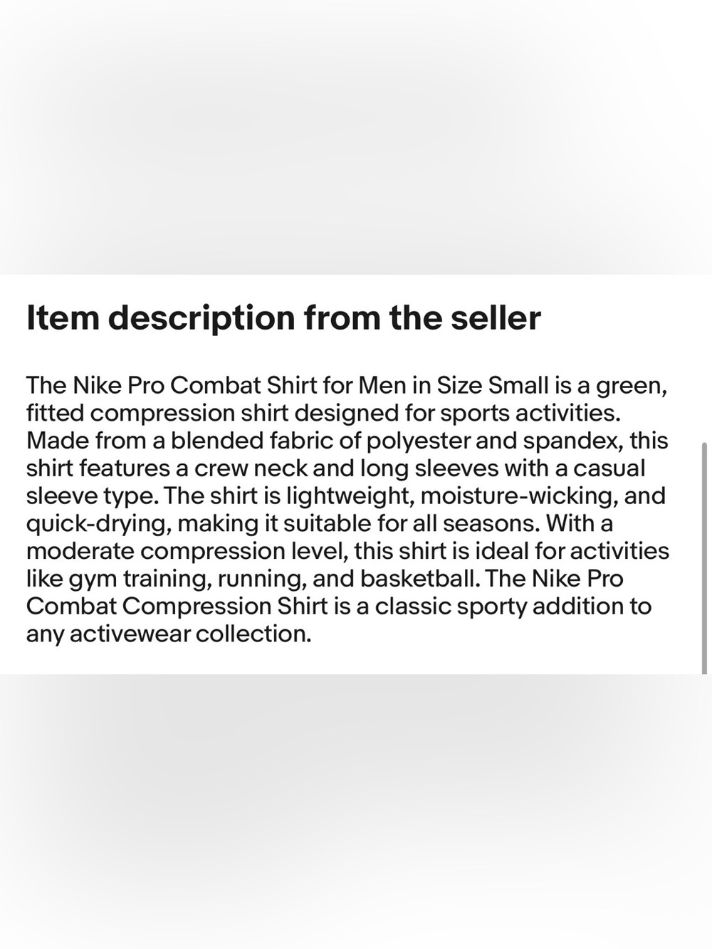 Nike Pro Comat Shirt Men’s Small Green Fitted Compression Logo Sports Active - Picture 13 of 13